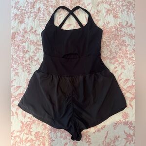 Free People Movement Black Jumpsuit with Crisscross Back, Righteous Runsie!